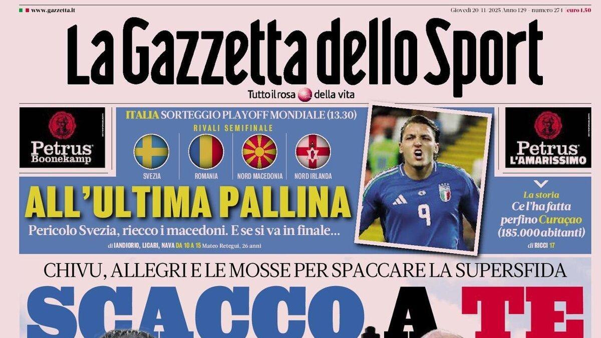 L'apertura della Gazzetta verso il derby: "Scacco a te. Chivu, Allegri e le mosse per spaccare la supersfida"