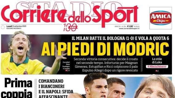 Il Milan batte il Bologna 1-0. Il CorSport in prima pagina: "Ai piedi di Modric"