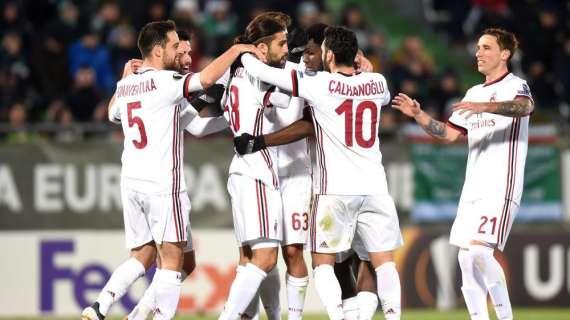 LIVE MN - Europa League, Ludogorets-Milan (0-3) - Cutrone-Rodríguez-Borini, ottavi più vicini