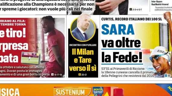 Tuttosport in prima pagina: "Tare e il Milan verso il sì"