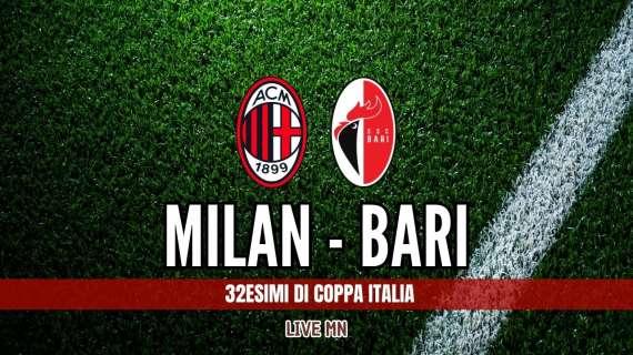 LIVE MN - Milan-Bari (2-0): buona la prima, i rossoneri avanzano al secondo turno di Coppa Italia