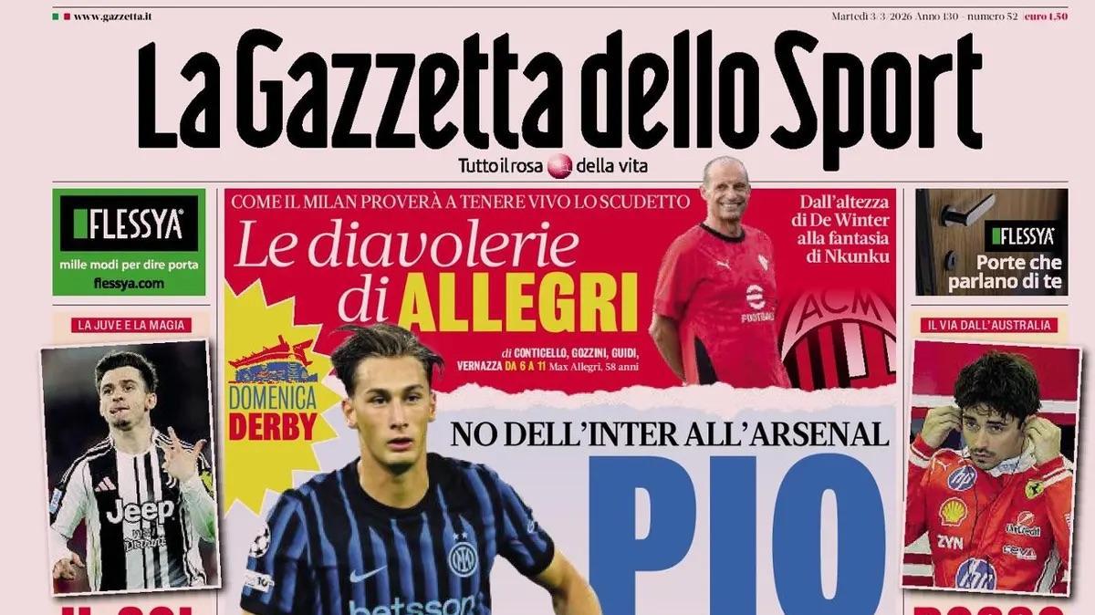 La Gazzetta in prima pagina: "Le diavolerie di Allegri"