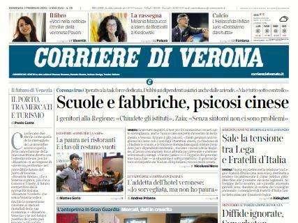 Corriere di Verona in taglio alto: "L'Hellas sfida il Milan"