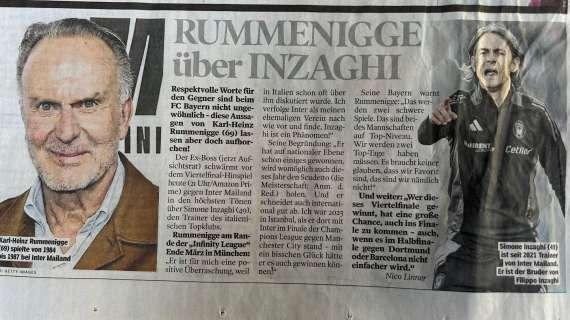 Rummenigge parla di Simone Inzaghi sulla Bild: il giornale mette la foto di Pippo