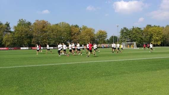 Il Milan e le immagini dell'allenamento in vista del Lecce
