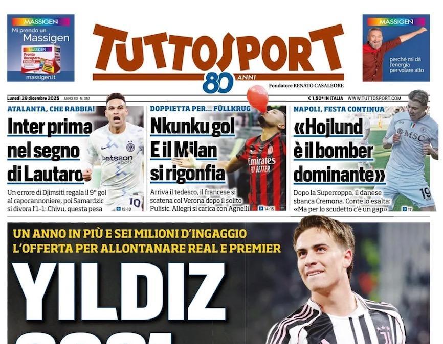 Tuttosport in prima pagina: "Nkunku gol. E il Milan si rigonfia"