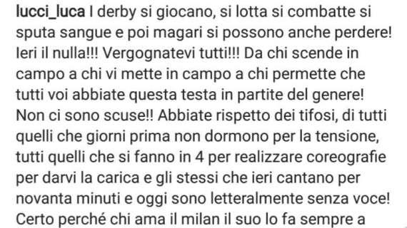 La presa di posizione della Sud: "Vergognatevi tutti, da chi scende in campo a chi vi mette in campo. Non ci sono scuse"