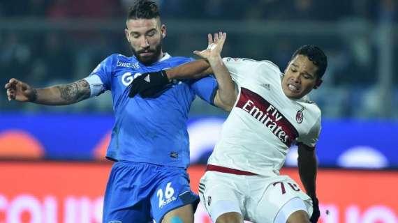 LIVE MN - Empoli-Milan (2-2) - Bacca e Bonaventura non bastano: arriva l’ennesima frenata
