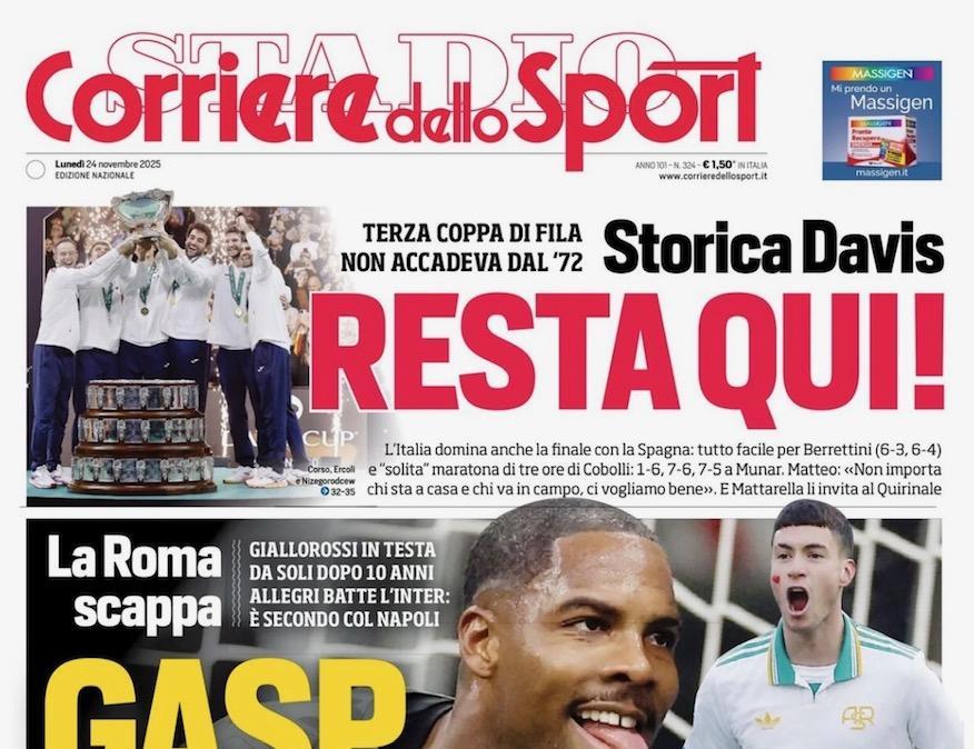 Il CorSport in prima pagina: "Milan: derby e -2 dalla vetta"