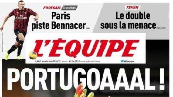 L'Equipe in prima pagina: "Psg, pista Bennacer"