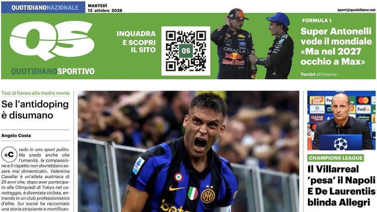 Il QS titola: "Poco incisivo e molto fragile: Cardinale vuole un altro Milan. Tegola Gabbia: lungo stop"