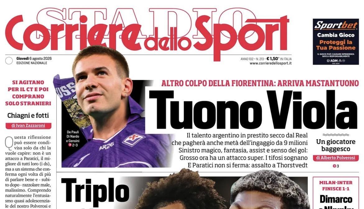 Il CorSport in prima pagina: "Dimarco e Nkunku nel segno di Baresi"