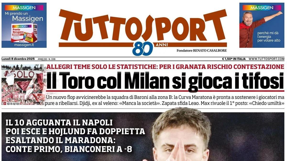 Tuttosport in prima pagina: "Il Toro col Milan si gioca i tifosi"