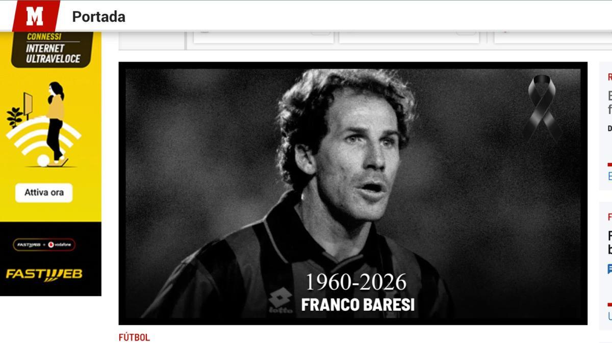 Marca scrive: "Baresi capitano di un Milan leggendario, leader di una squadra potenza del calcio europeo. Ha segnato un'epoca"
