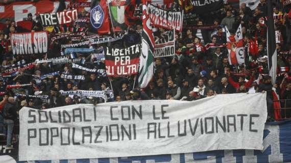 FOTO - Guarda lo striscione della Curva a sostegno degli alluvionati
