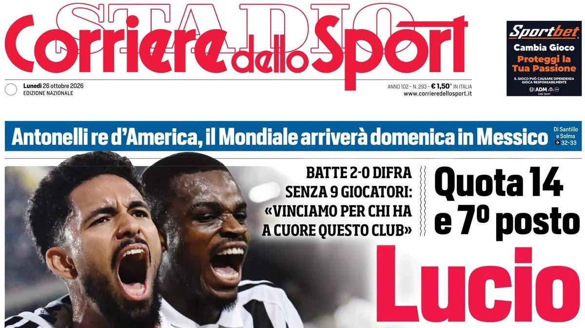 Rossoneri terzi dopo il 2-0 all'Udinese. Il CorSport in prima pagina: "Milan, preso Gasp"