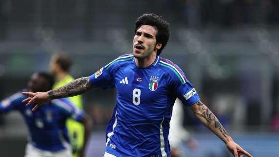 Tonali e il gol con l'Italia a San Siro sotto la Sud: "Ci speravo. È stato bello segnare lì"