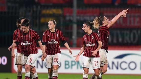 Milan Femminile, le rossonere sotto la neve alla vigilia di Verona