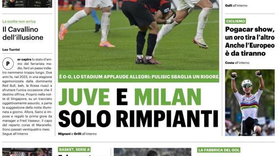 Il QS titola: "Juve e Milan, solo rimpianti"