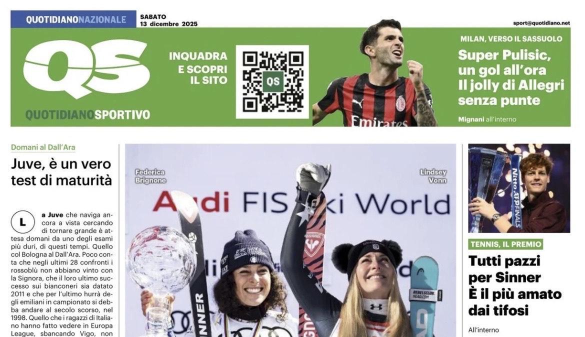 L'apertura del QS: "Super Pulisic, un gol all'ora. Il jolly di Allegri senza punte"