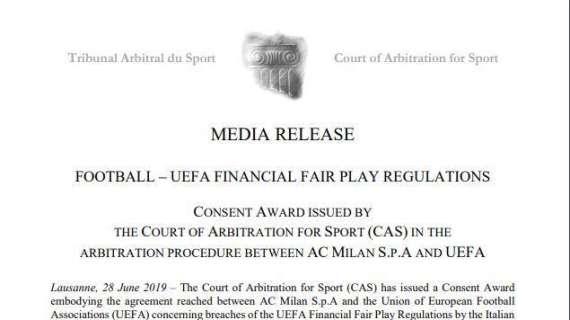 UFFICIALE: il Milan è fuori dall'Europa League 2019-20