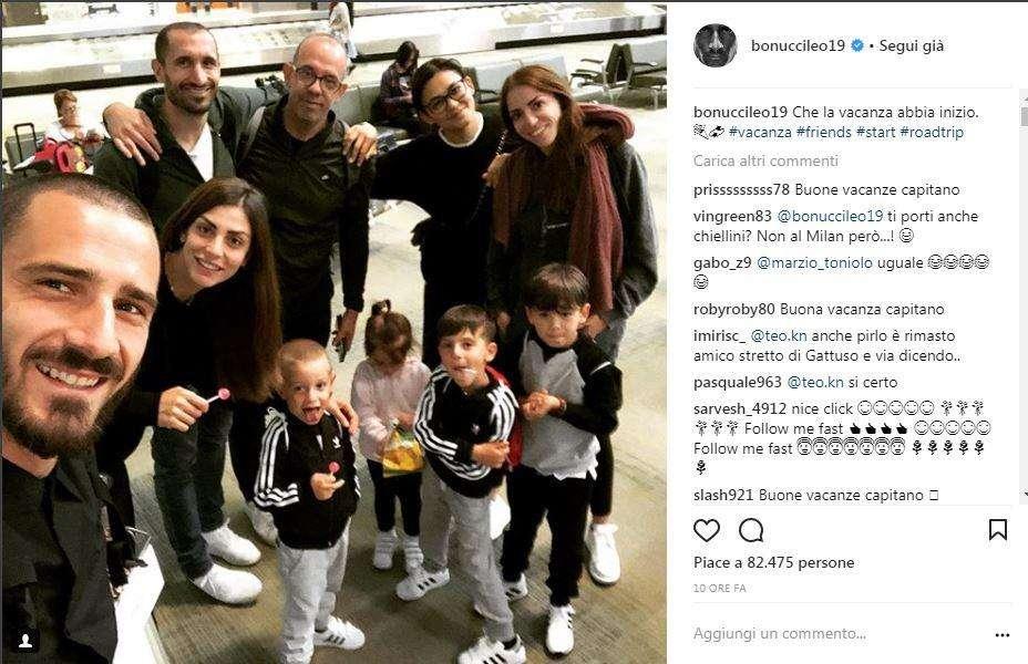 Vacanze a mix di "colori": Bonucci e Chiellini in vacanza insieme