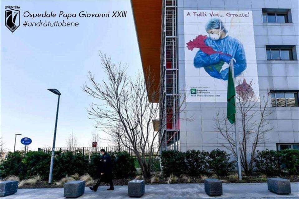 Liventina, donazione dei calciatori all'ospedale Papa Giovanni XXIII