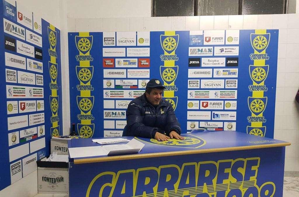 Carrarese, mister Baldini: «Con la scintilla di un risultato positivo possiamo recuperare terreno»