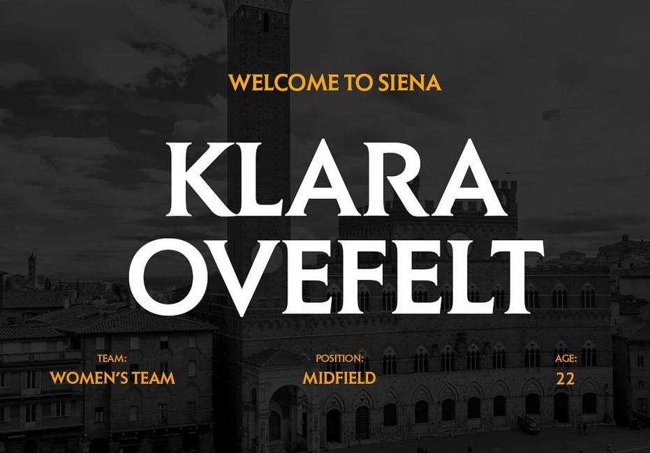 Klara Ovefelt è una nuova calciatrice del Siena FC Femminile