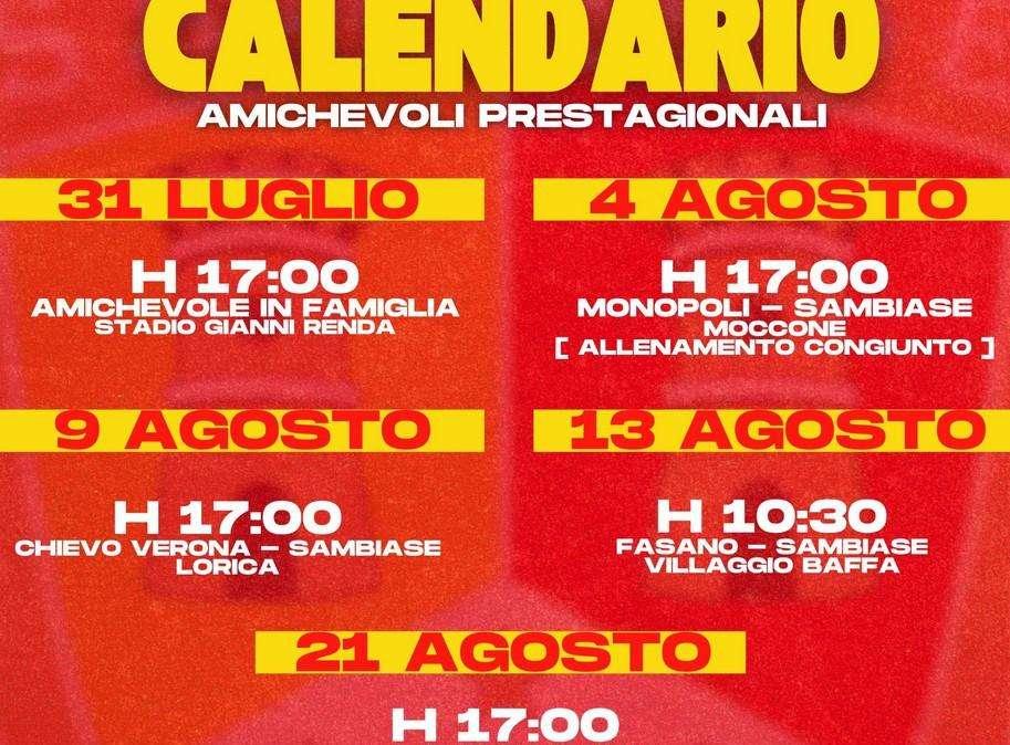 Sambiase: rese note le amichevoli pre campionato