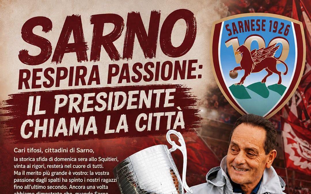 Sarnese, il presidente Pappacena chiama a raccolta la città per il derby