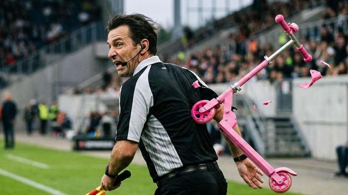 Follia nella Serie D turca: guardialinee colpito alla testa da un monopattino