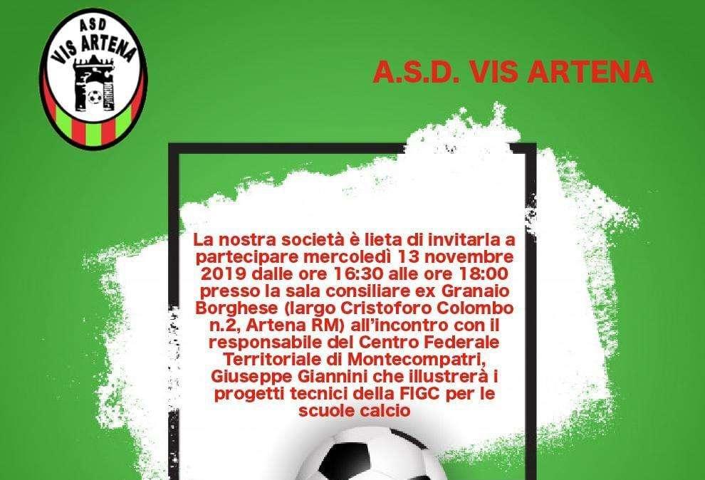 Giuseppe Giannini e una delegazione della Figc in visita alla Vis Artena