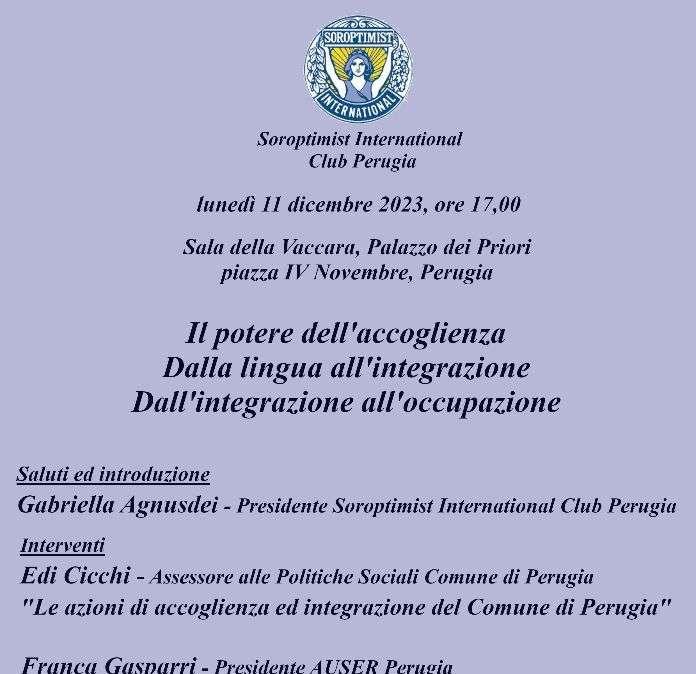 "Accoglienza, lingua, integrazione e occupazione": domani a Perugia il “Soroptimist Day” 