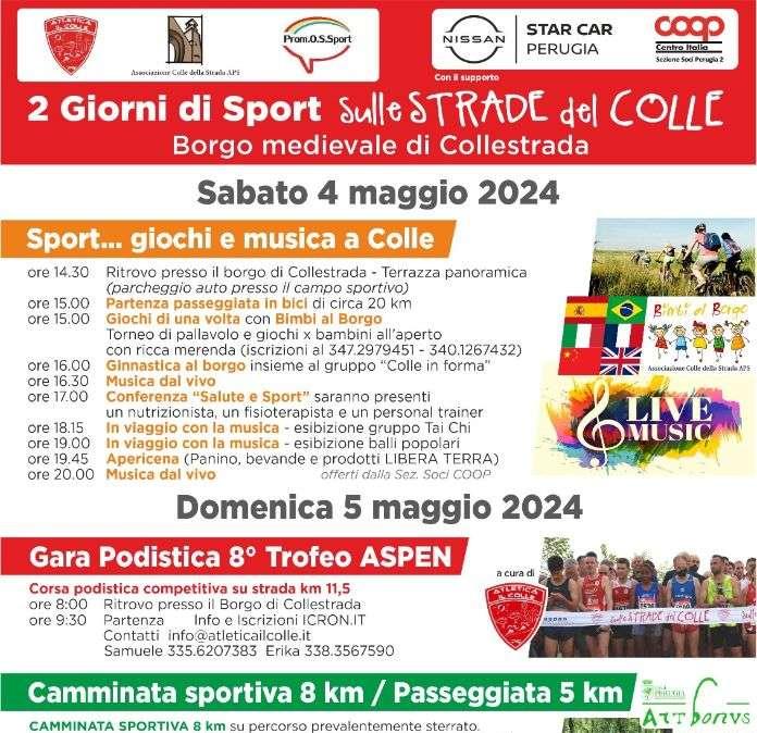 Domenica 5 maggio si correrà a Collestrada "Sulle strade del Colle": ma si inizierà dal sabato
