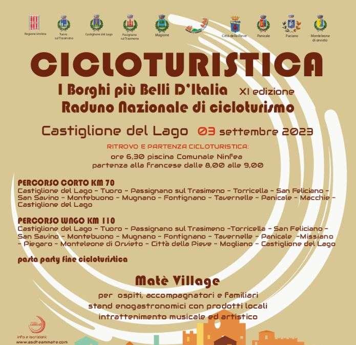 Domani c'è la Cicloturistica “I Borghi più belli d’Italia” con partenza ed arrivo a Castiglione del Lago