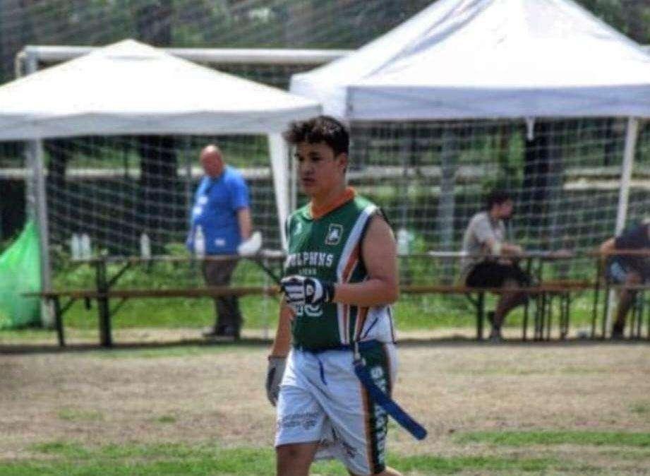 Il perugino Filippo Rossini con la nazionale azzurra Under 15 di football americano