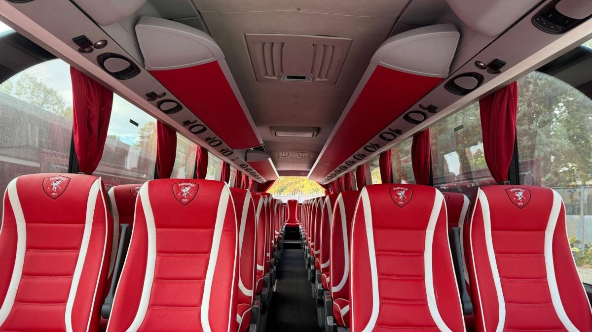 Il Perugia in trasferta a Guidonia con il nuovo pullman superlusso