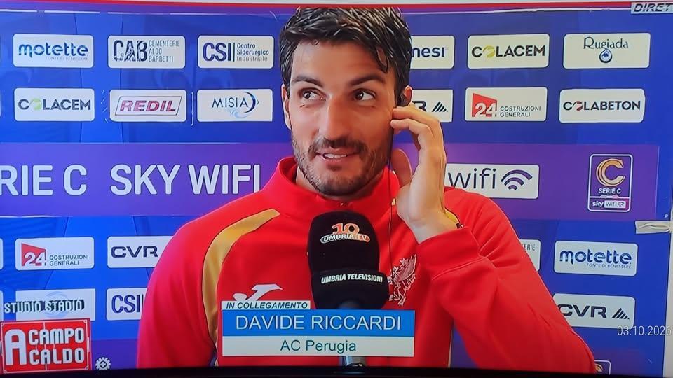 "Tra le tante note liete della vittoria a Gubbio, ce n’è una degna di un applauso speciale: Davide Riccardi"