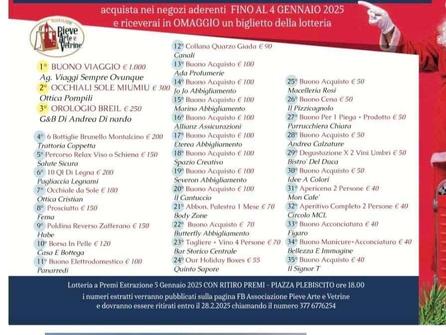 La brillante idea a Città della Pieve: lo shopping regala la fortuna! La grande lotteria sino al 4 gennaio