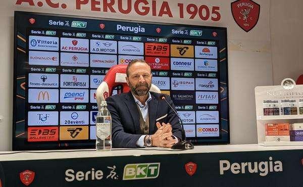 La conferenza stampa del presidente del Perugia, Massimiliano Santopadre
