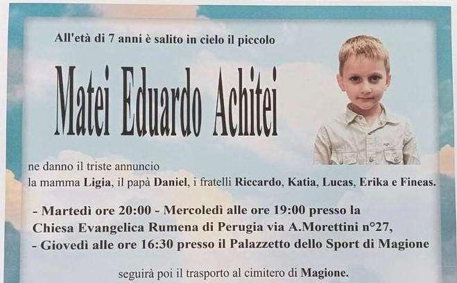 Magione si prepara nel dolore per l'ultimo saluto al piccolo Matei al Palazzetto dello Sport