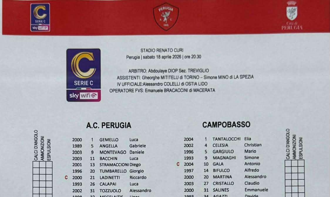 PERUGIA-CAMPOBASSO 0-1: una sconfitta che rimanda la salvezza all'ultima giornata