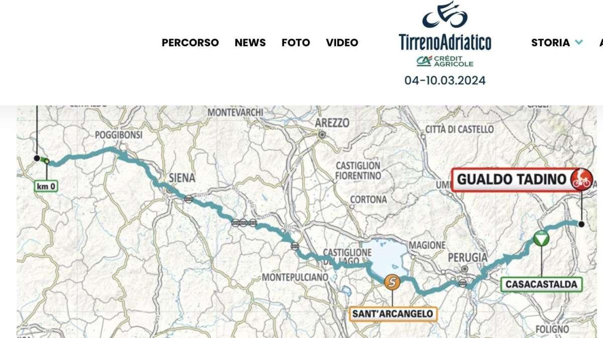 La Tirreno-Adriatico ha scelto Sant'Arcangelo per il traguardo volante al Trasimeno nella tappa del 6 marzo 