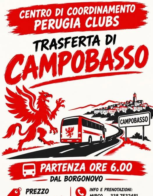 In trasferta domenica 18 ottobre a Campobasso con il Centro di Coordinamento dei Perugia Club
