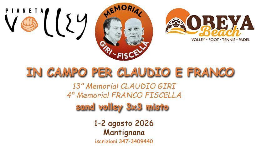 L'1 e 2 agosto a Mantignana torna il "Memorial Giri-Fiscella", storico torneo di beach volley