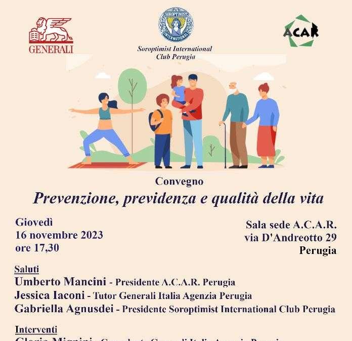 “Prevenzione, previdenza e qualità della vita": domani l'incontro del Soroptimist International Club Perugia