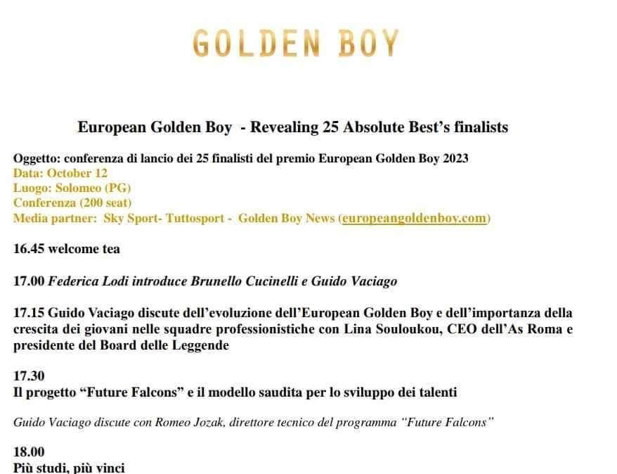 Oggi alle 16.45 a Solomeo parleranno di calcio Beppe Marotta, Cucinelli, Vaciago, Lo Storto, Olivieri, Jokak e il Ceo dell'As Roma