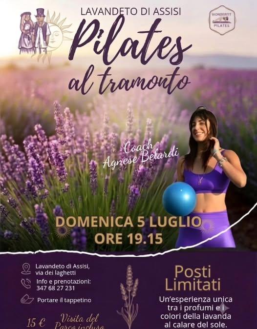 Il fascino del pilates al tramonto al Lavandeto di Assisi: il 5 luglio pronti a nuove emozioni con Agnese Belardi