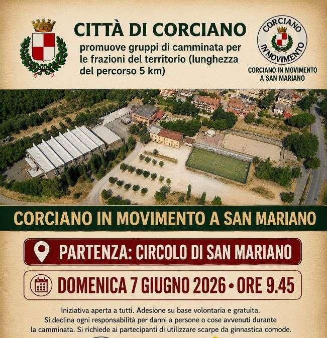 A San Mariano domenica 7 il prossimo appuntamento con "Corciano in movimento"